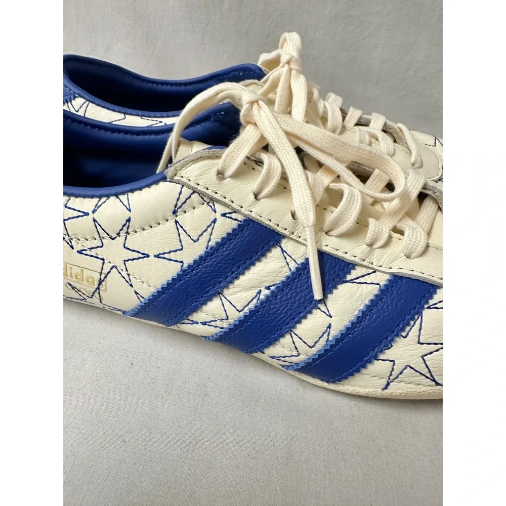 Adidas Tokyo Star Stitched Cream Blue Leather Sneakers IH6640 Womens 9.5